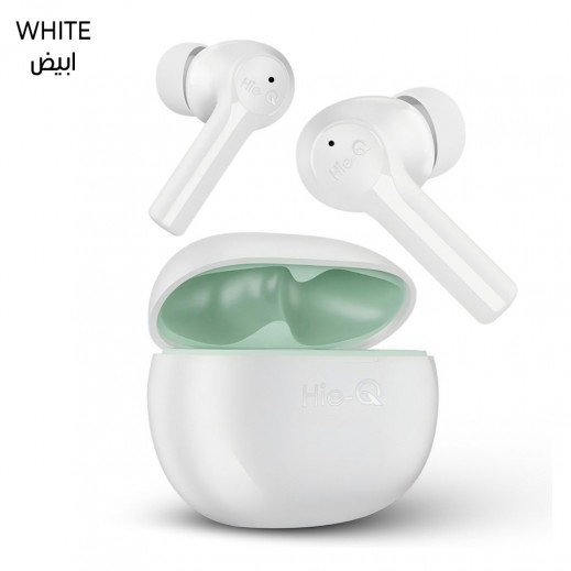 Close-up of Hie-Q Earbuds B110 showing lightweight ergonomic design