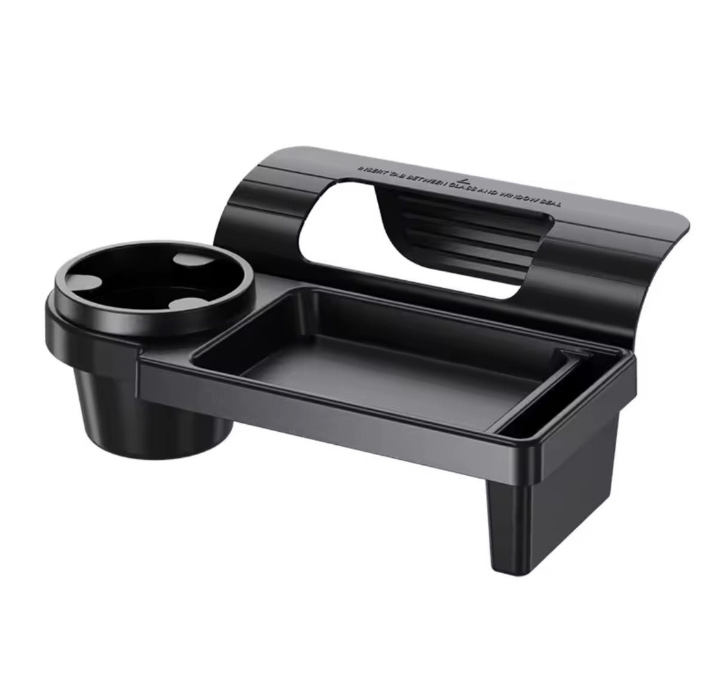 Close-up of car door storage box showing interior compartments and design