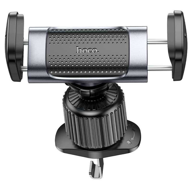 Compact black phone holder showing universal phone grip design