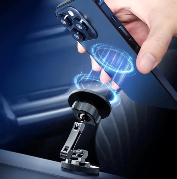 Phone mounted on Earldom ET-EH266 showing flexible articulated arm in use