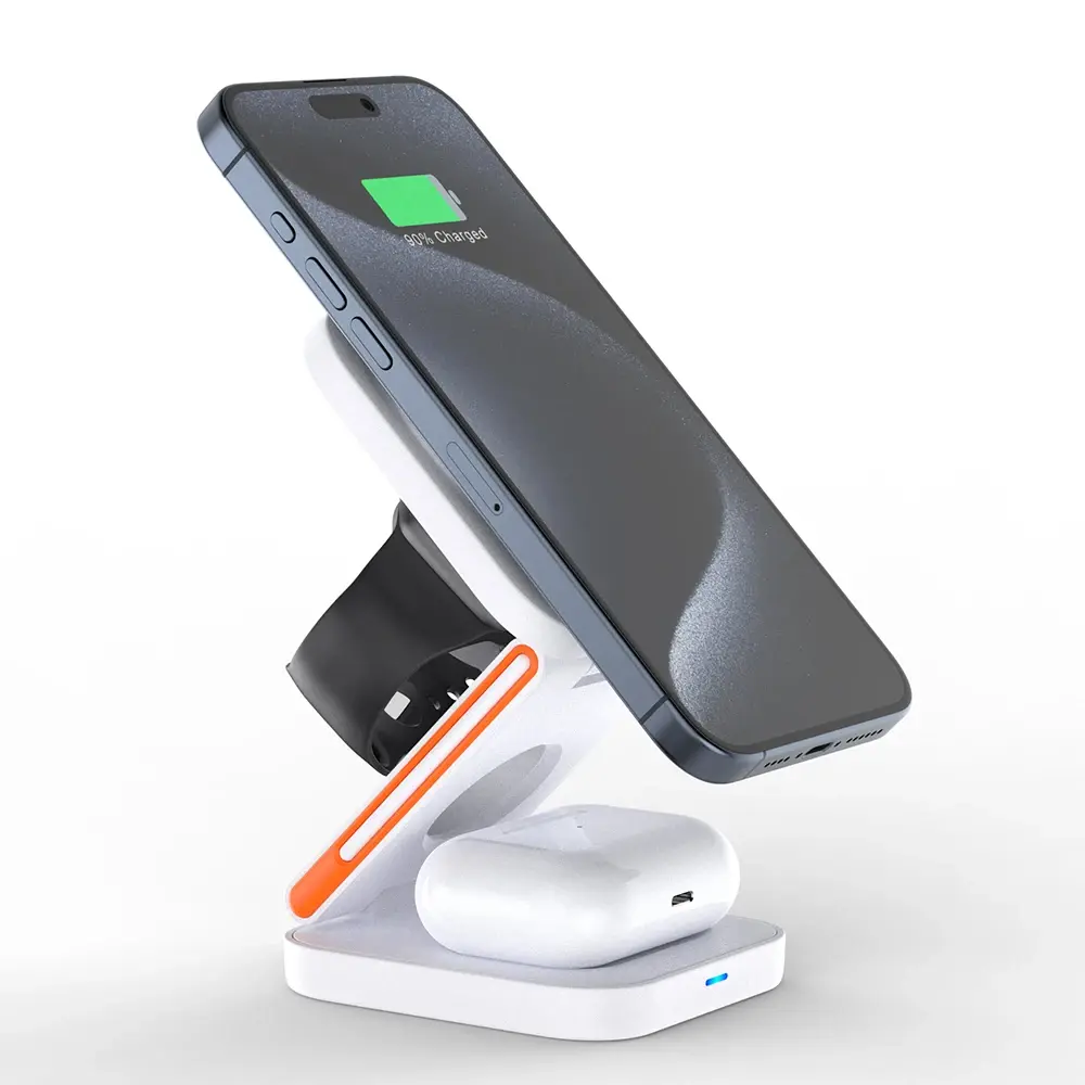 Portable Magnetic 3 in 1 Wireless Charger Foldable Fast Charging 