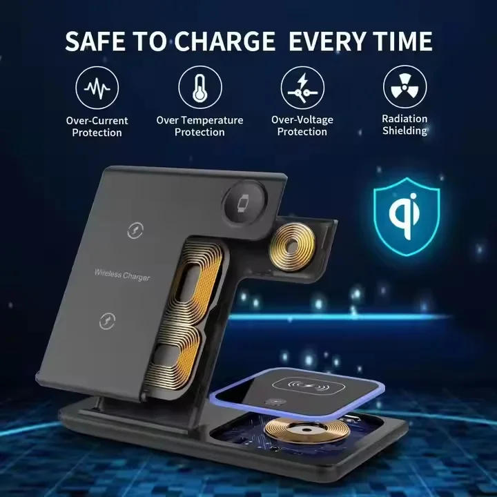 3 in 1 Magnetic Wireless Charger Phone Stand Fast Wireless Station Magnetic Mobile Phone Holder