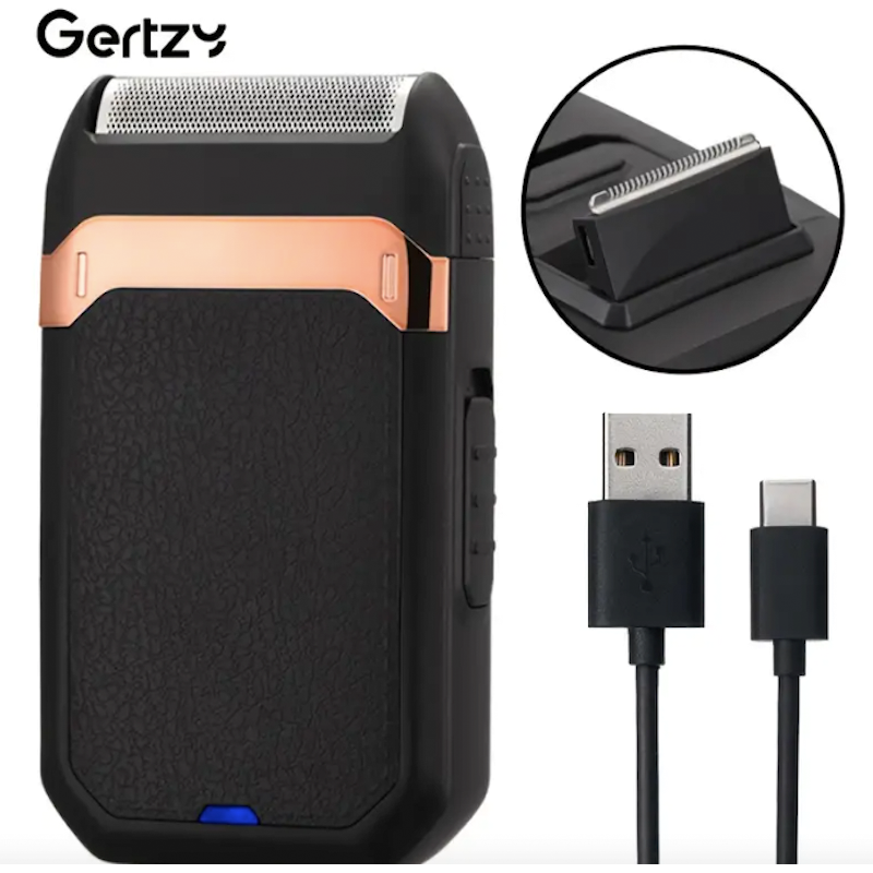GERTZY Men’s Electric Shaver USB Rechargeable, Foil Razor with Brush for Home & Salon