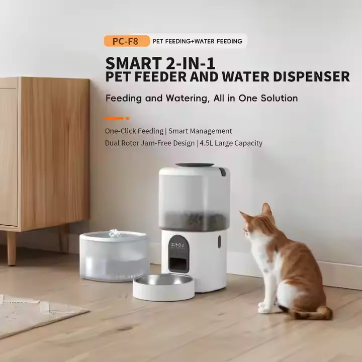 2 in 1 Pet Automatic Feeder Dispenser with Camera Wifi For Dog And Cats With Water Drinking Fountain 