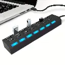 7 Ports With LED Light USB 2.0 Adapter Hub, With Independent Power On/Off