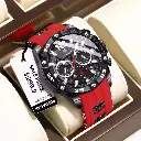 Poedagar Chronograph Watch For Men Quartz Watches Silicone Strap