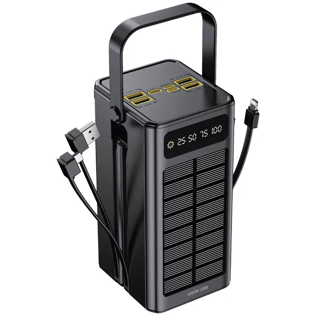 Green Lion Solar X 60,000mAh power bank black with USB-C port and solar charging panel