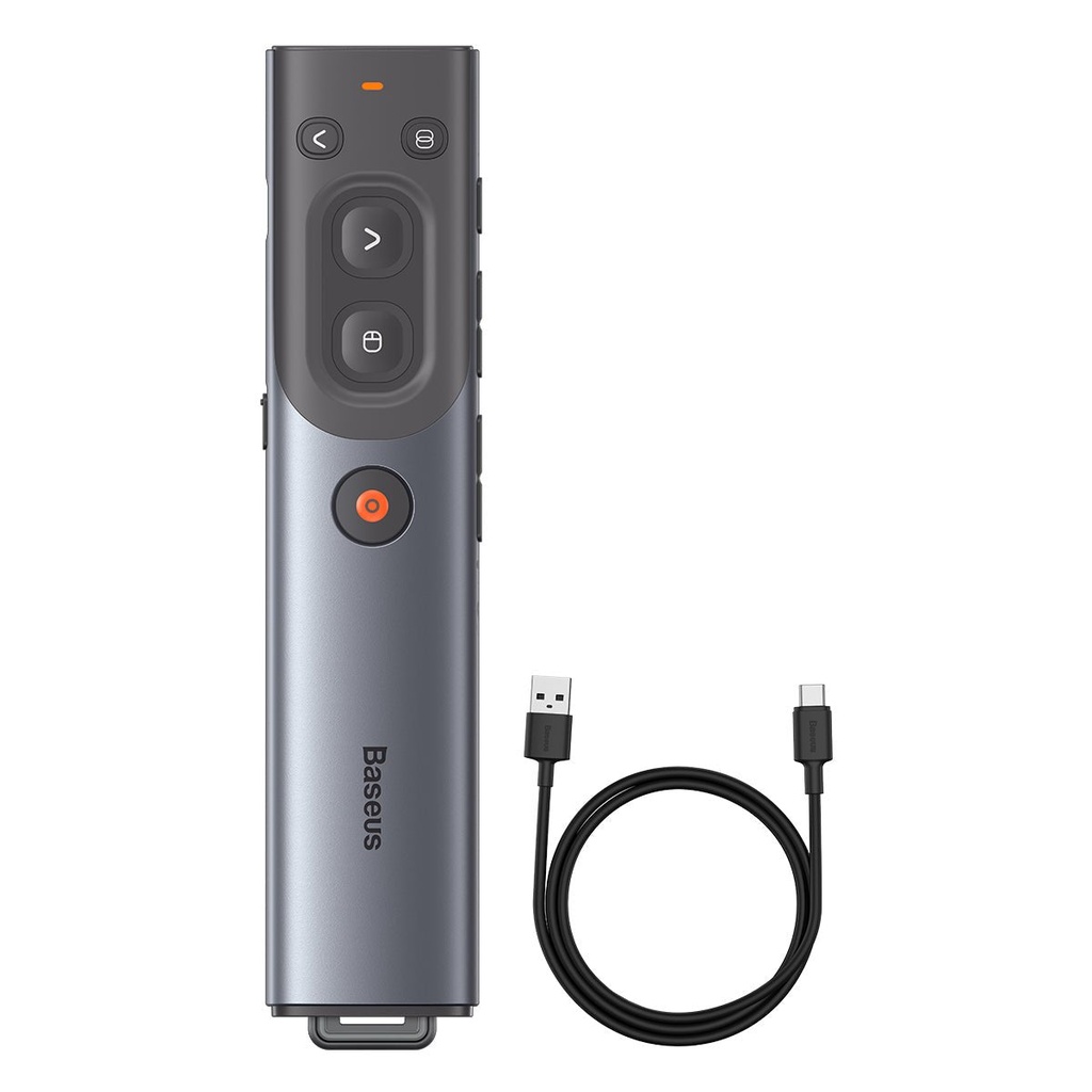 Baseus Orange Dot AI wireless presenter with red laser pointer front view